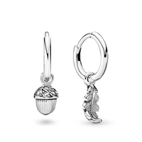 925 sterling silver pan earring acorn leaf earrings with crystal for women wedding party gift fashion jewelry