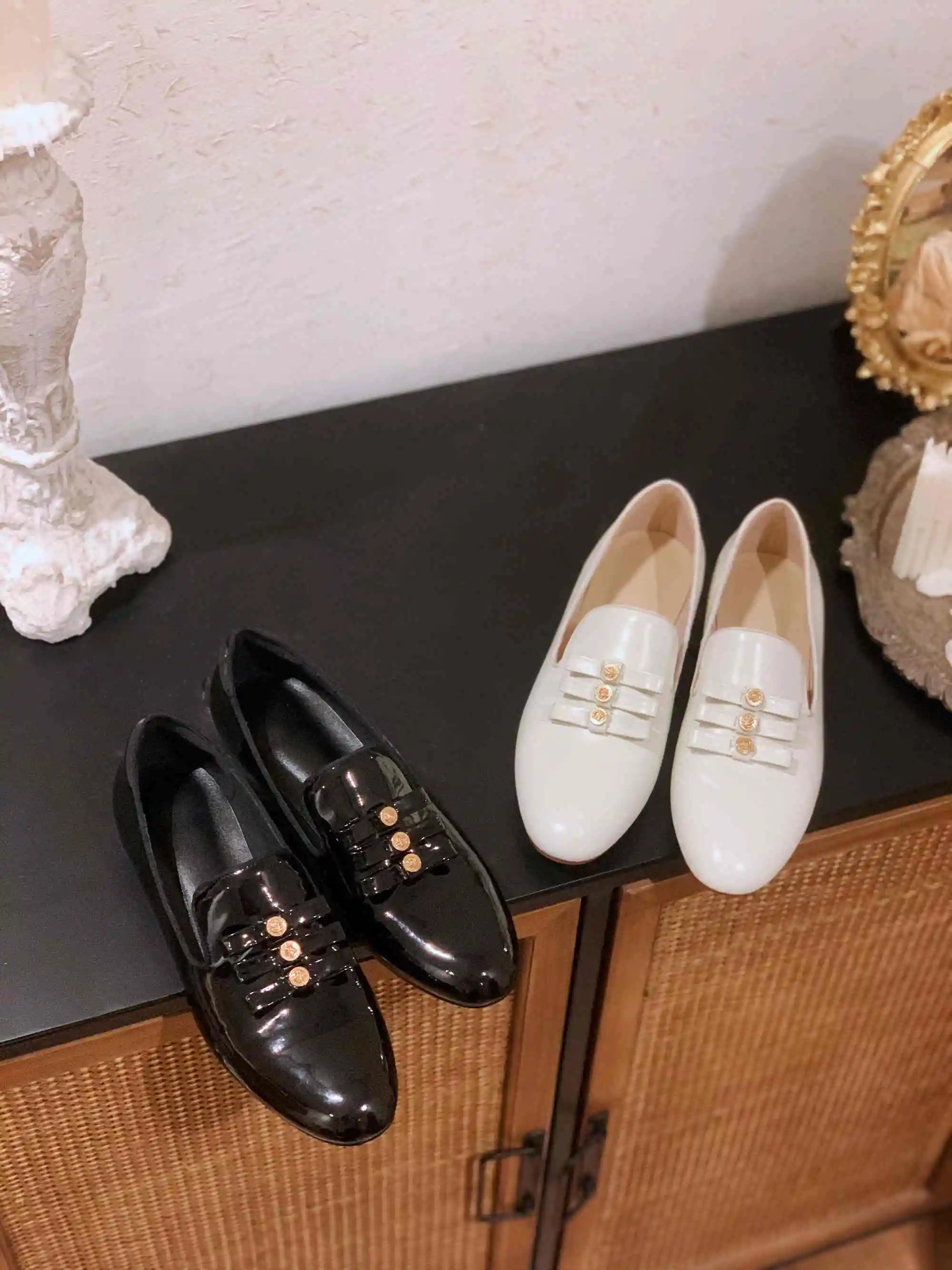 

Krazing Pot newest shoes preppy style cow patent leather butterfly-knot round toe low heel slip on sweet girls women pumps L22