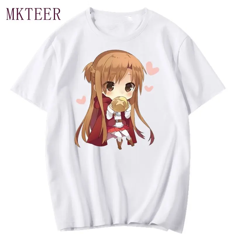 

Sword Art Online 100% Cotton Summer Men's T-shirt Street Style Loose Kawaii Cartoon Manga Printed Oversized Tshirts Short Sleeve