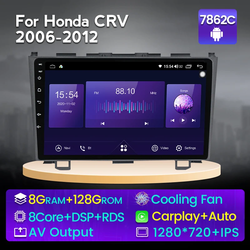 

MEKEDE 9 ''8 + 128G HD1280 * 720 Android 11 автомобильный видеоплеер для Honda CRV 2006-2012 беспроводной Carplay 4G LTE DSP GPS IPS экран RDS