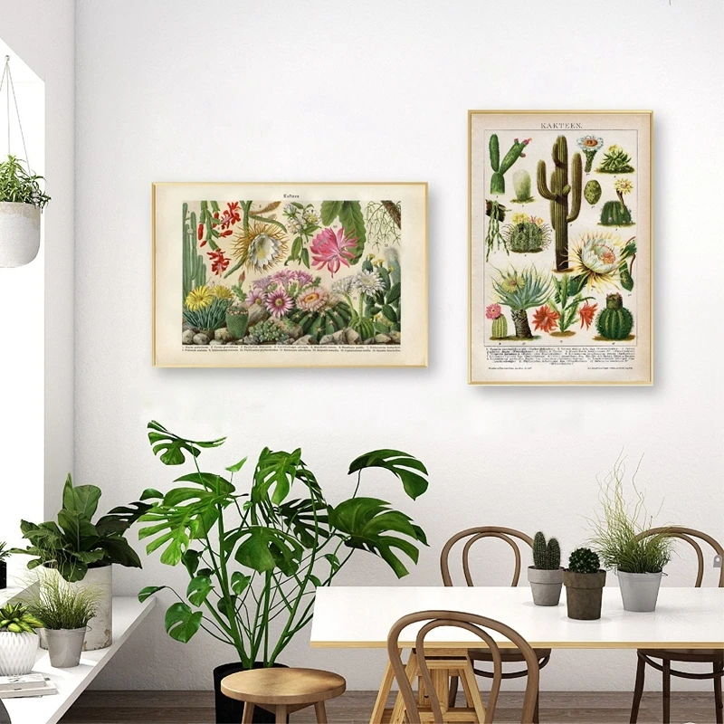 

Cactus Flowers Poster Desert Plants Succulents Canvas Painting Posters and Prints Botanical Educational Wall Art Pictures