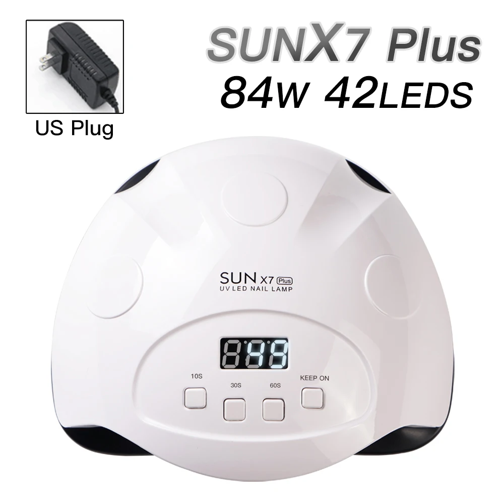White US Plug Светодиодная УФ-лампа для ногтей с 42 шт. светодиодный s для маникюра гель Сушилка для ногтей сушильная лампа для полировки ногтей SUNX7plus автоматический датчик маникюрные инструменты - Цвет: White US Plug