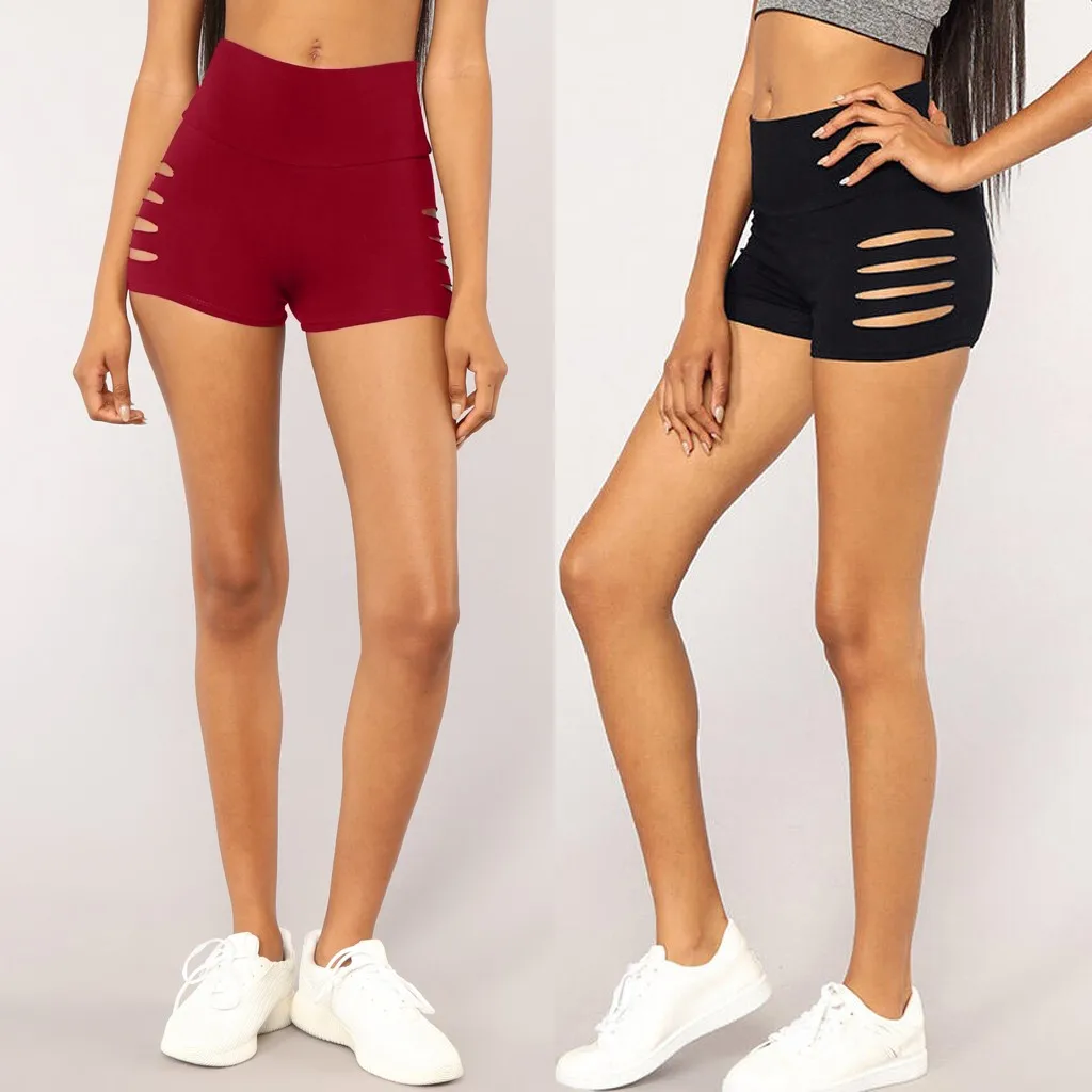 Женские летние шорты Однотонные эластичные леггинсы для фитнеса облегающие