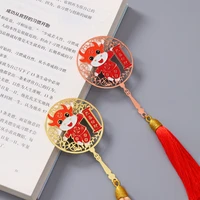 1pc creativity year of the ox tassel bookmark cute brass art exquisite book mark page folder office school supplies stationery