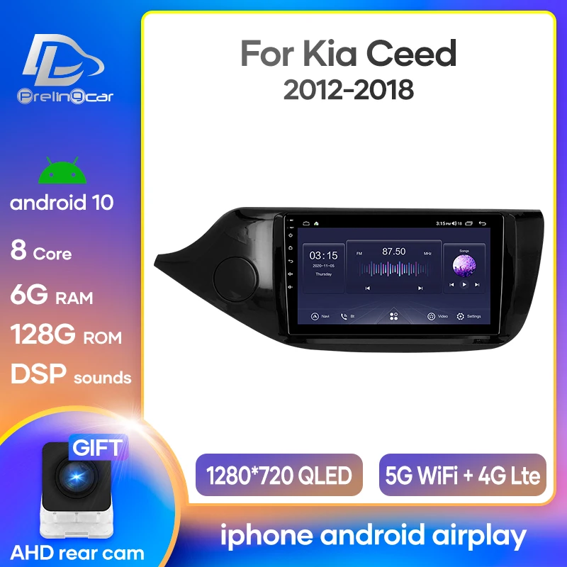 Prelingcar для kia Ceed 2 CEED Jd 2012 2016 Авто Android 10 0 автомобильный монитор Радио