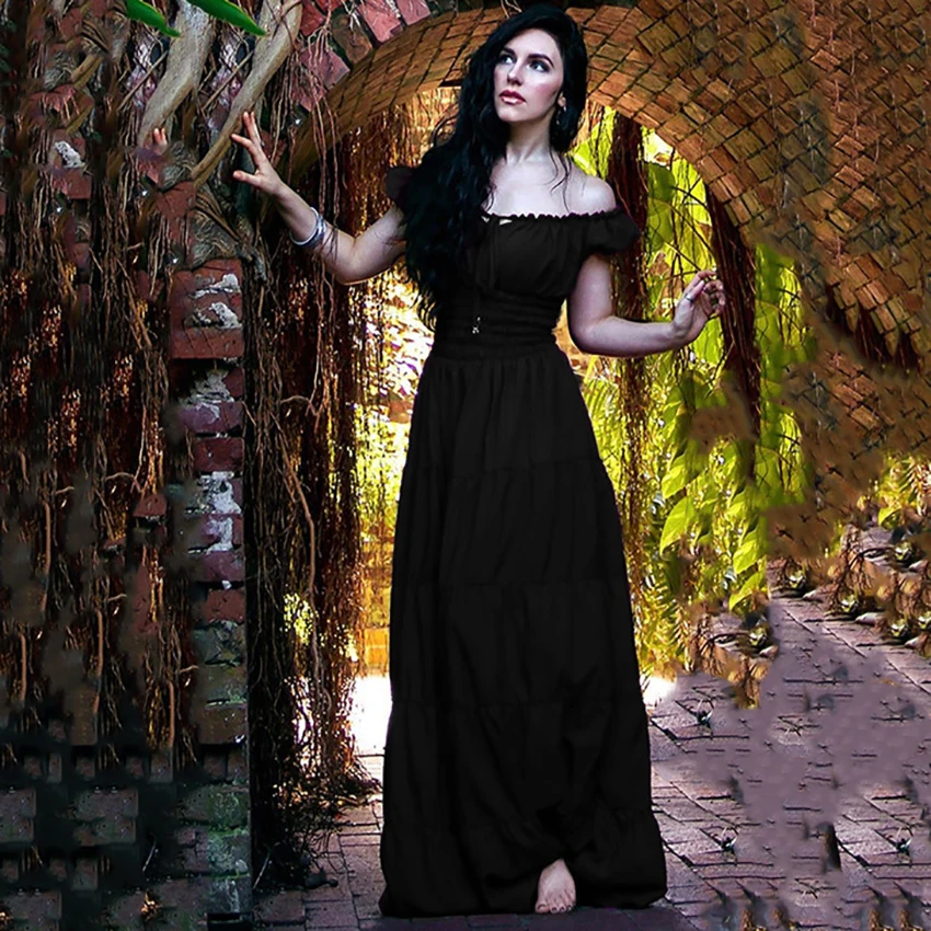 Женский костюм с открытыми плечами винтажное вечернее платье для Хэллоуина