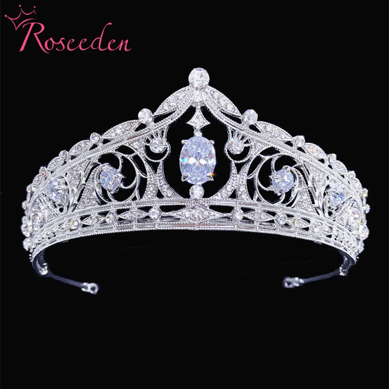 

Women Royal CZ Tiaras Bride Luxury Crystal Crown Wedding Hair Jewelry RE4100