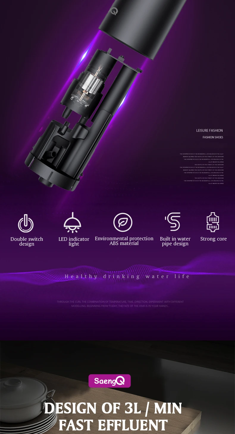 

saengQ Automatic Electric Water Dispenser Household Gallon Drinking Bottle Switch Smart Water Pump Water Treatment Appliances