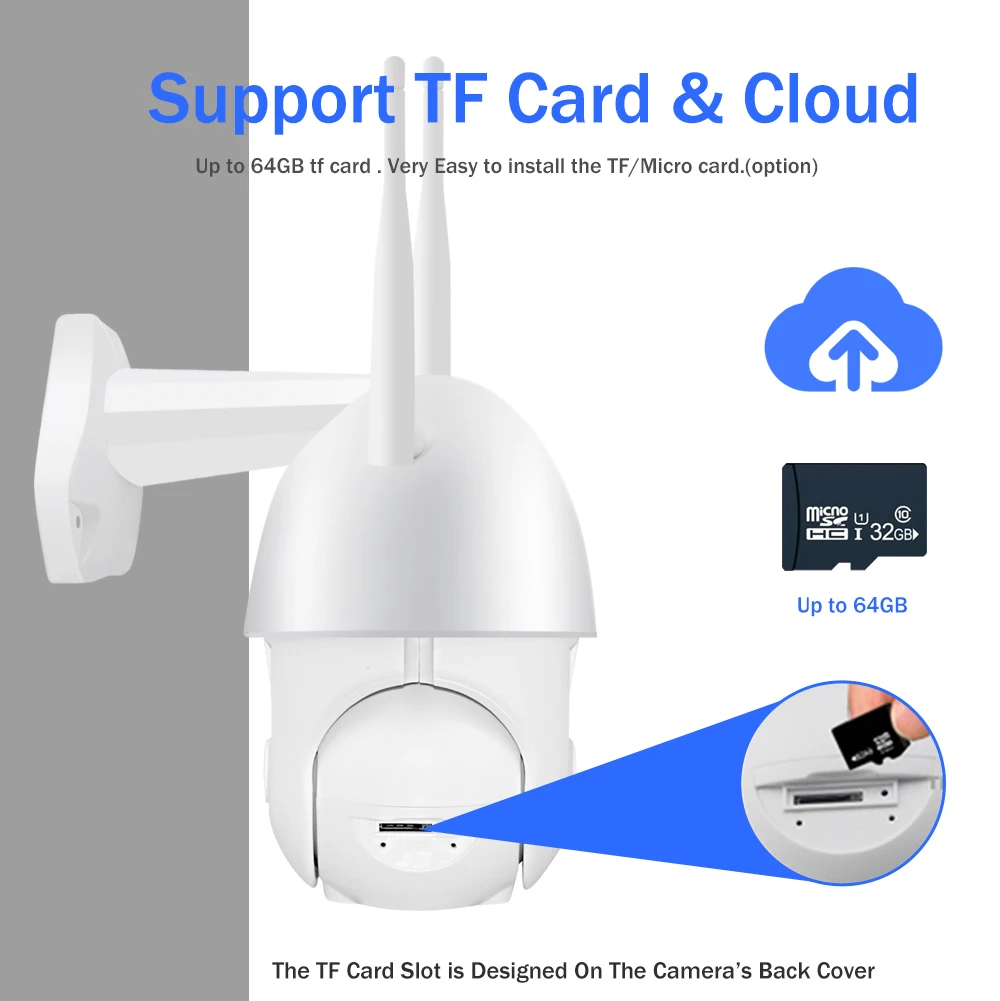 1080P Wireless WiFi Camera PTZ Outdoor Auto Tracking 4X Digital Zoom Speed Dome Surveillance IP CCTV Cloud Ycc365 Plus | Безопасность и
