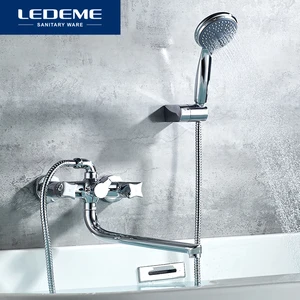 Смесители для ванны LEDEME, настенный кран с хромированной отделкой, ручной душ, L2587