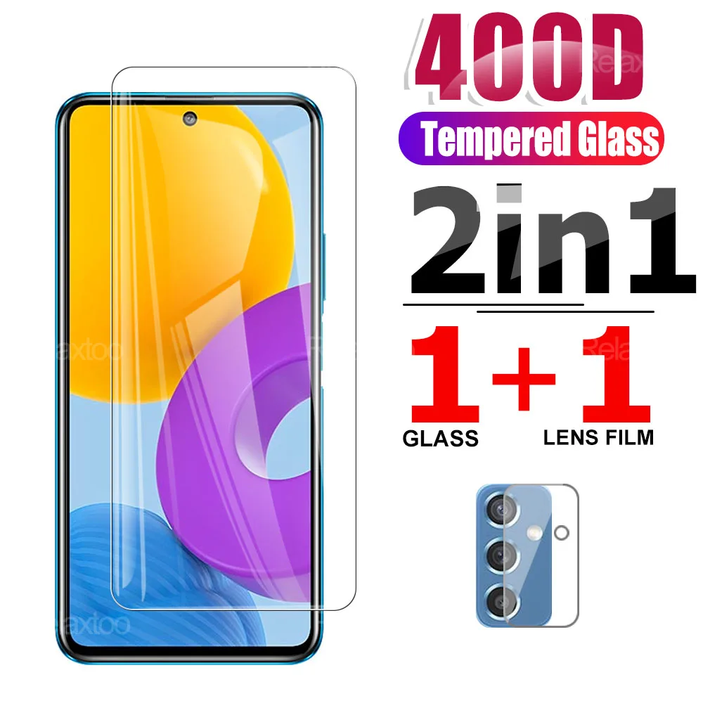 

Закаленное защитное стекло 2 в 1 с полным покрытием для Samsung M32, M52, стеклянный экран для телефона, стекло для камеры Sansung M02, M12, M22, пленка