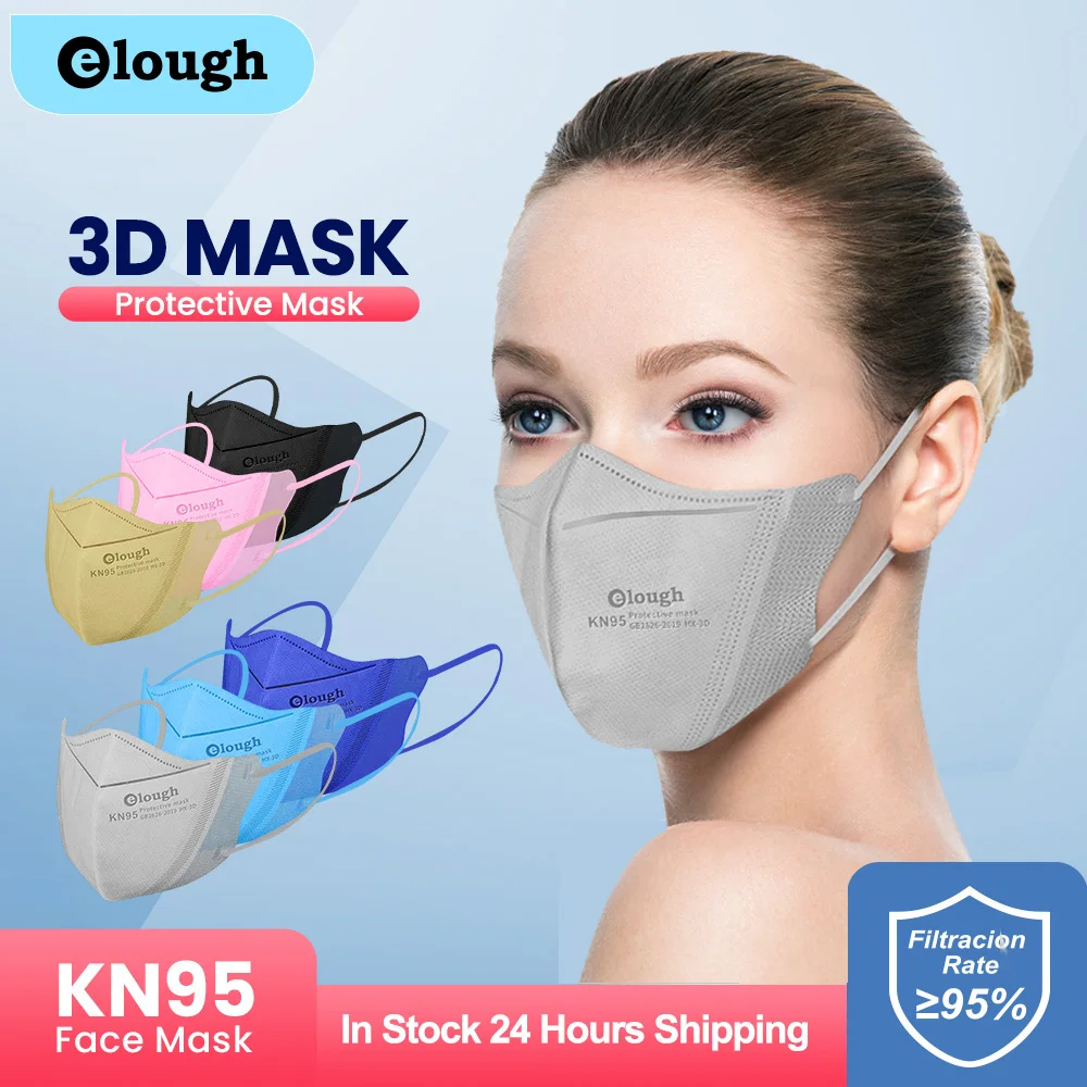 Elough маска FFP2 Утвержденная CE 3D Защитная Kn95 для лица Пылезащитная PM2.5 дышащая