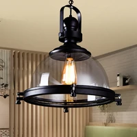 Vintage Iron Glass Black LED Pendant Lights Loft Industrial Kitchen Hanging Lamp For Dining Room Decor Home Light Fixtures