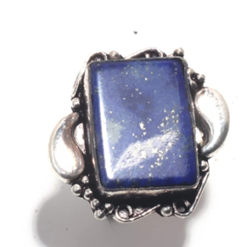 

Genuine Lapis Lazuri Ring Silver Overlay over Copper , Hand Made Women Jewelry gift , Size: 6.75, R6740