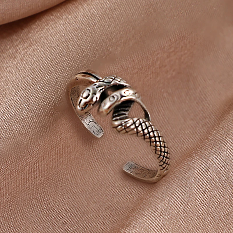 

Vienkim Retro Punk Snake Ring For Men Women Exaggerated Antique Silver Color Opening Adjustable Rings Anillo Hombre Bijoux