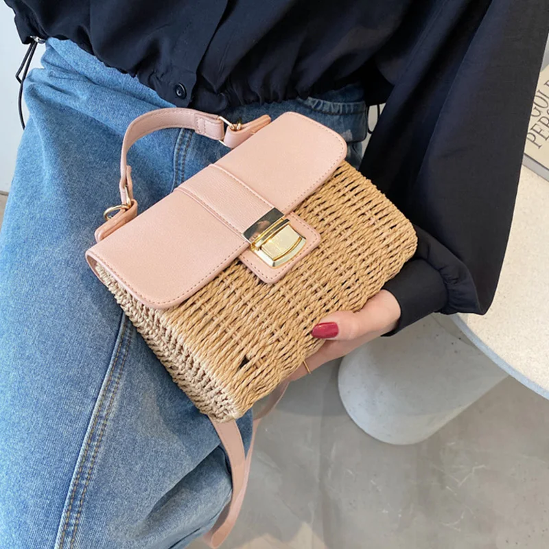 

Fashion Summer Beach Straw Bags for Women 2021 New Luxury Design Lady Shoulder Crossbody Bag Casual Travel Woven Rattan Handbags