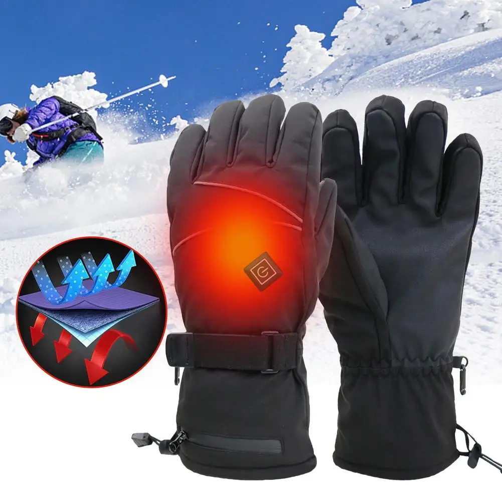 

Motorcycle Heating Gloves 3.7V Rechargeable Battery Heating Gloves Electric Heating Gloves Three-speed Thermostat Ski Gloves