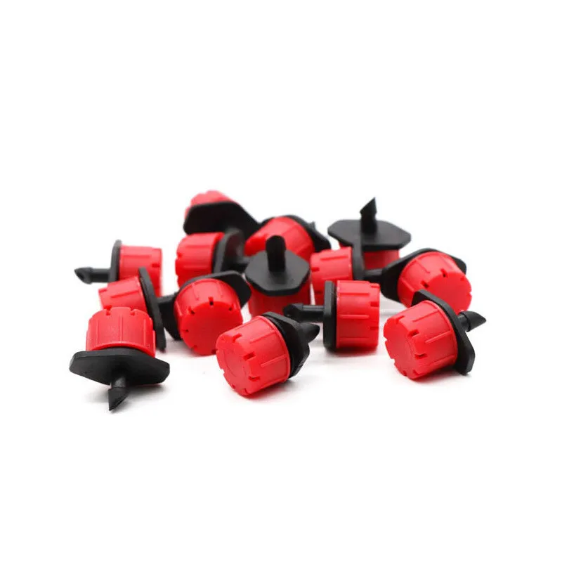 

50pcs/set Micro Flow Dripper Adjustable 8 Holes Scattering Spray Red Nozzle Garden Drip Irrigation Watering Sprinklers Fittings