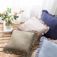 lotus leaf lace pink blue cushion cover polyester cotton pillow case 4545cm decorative pillows for sofa bed throw pillow covers