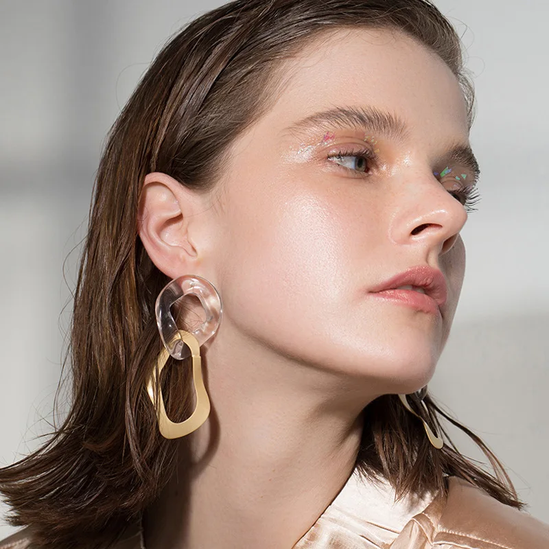 Женские Геометрические акриловые серьги ручной работы необычный дизайн модные