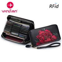 women wallets genuine leather long flower wallet ladies large capacity rfid credit card holder phone womens clutch purses luxury
