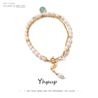 Модные браслеты Yhpup из натурального жемчуга, двухслойные Роскошные браслеты из Стразы с кристаллами, аксессуары для вечерние