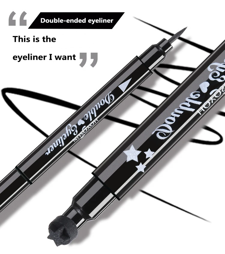 1 двойной головкой подводка для глаз Печать Черная Подводка луна звезды сердце