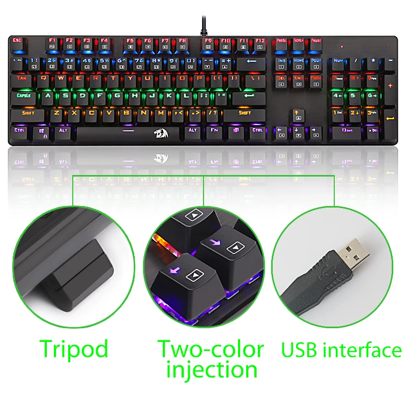 Игровая механическая клавиатура Redragon K208 с защитой от фиктивных нажатий RGB