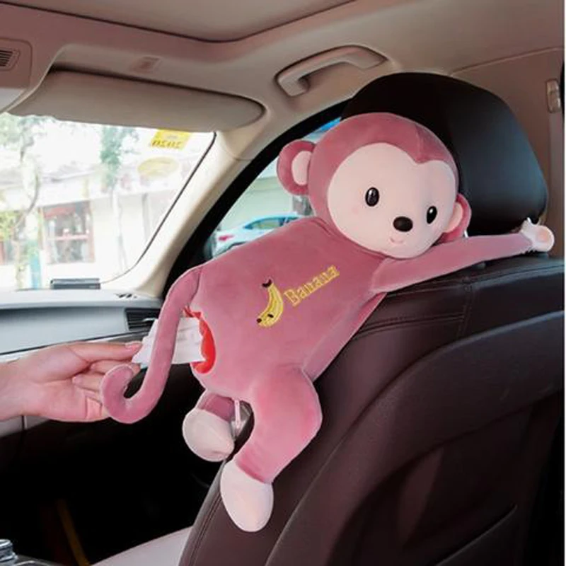 Cartoon Tissue Box Cover Case Napkin Holder Plush Car Monkey Animal Hanging Decor Wedding | Дом и сад