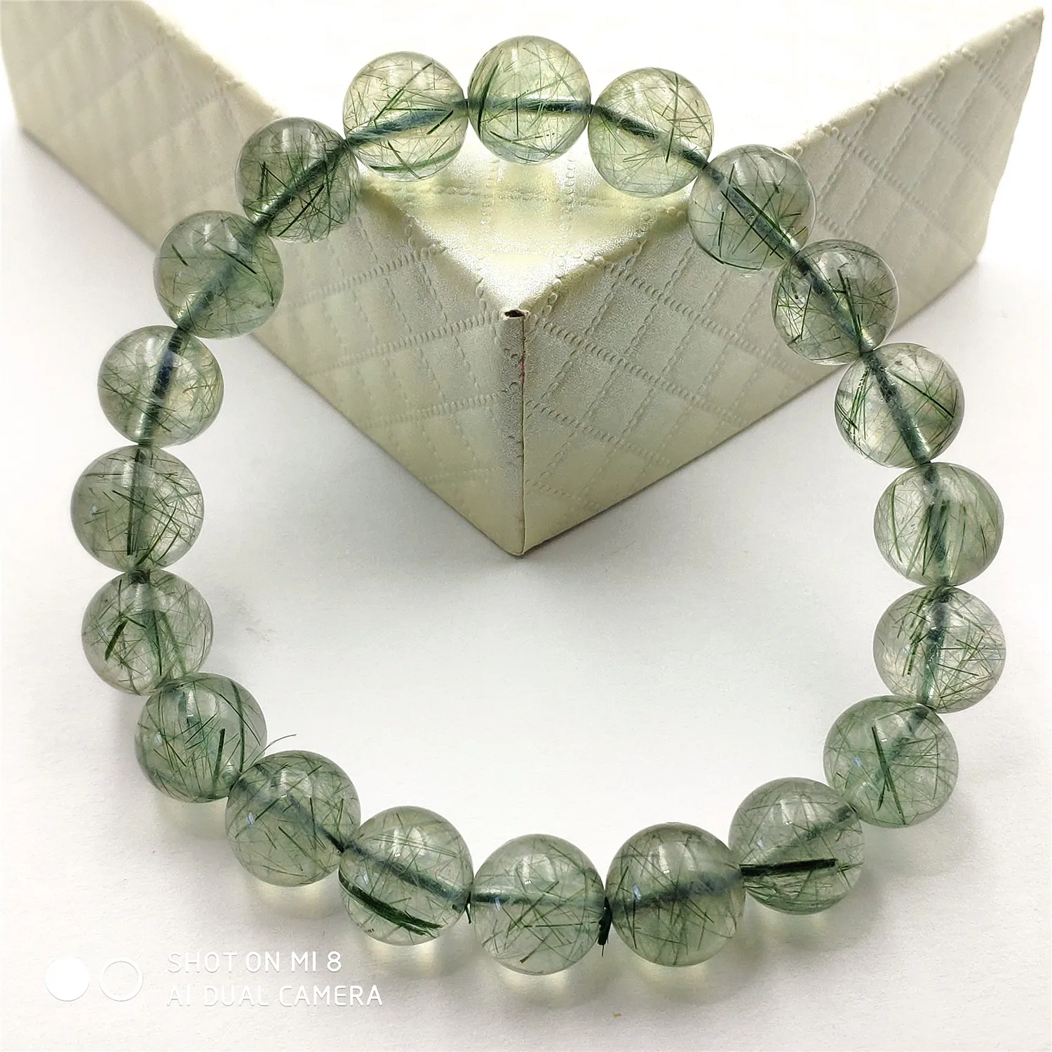 10 мм натуральный камень зеленый волос Rutilated Кварц Crsytal браслет для женщин мужчин