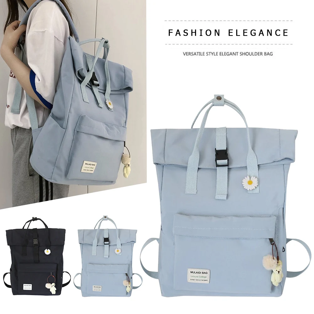 

Модная женская однотонная сумка через плечо в стиле преппи, рюкзак, повседневные женские сумки большой вместимости для школы и поездок, рюк...