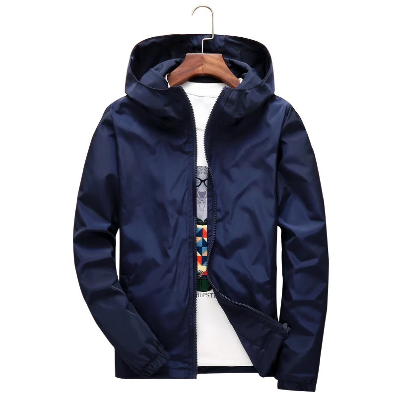 2019 Весенняя Мужская куртка с капюшоном ветровка одноцветная бомбер мужская на