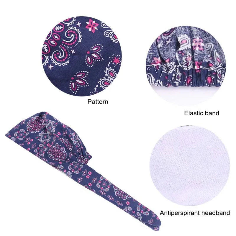 

hot sale men women Hats beauty salon work cap hat doctor nurse dental printing Cap Hat Cotton Lace Up Floral Beauty Headwear Cap