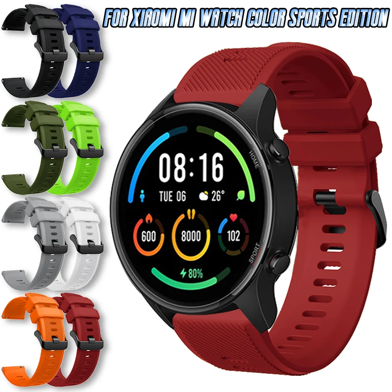 

For Xiaomi Mi Watch Color Sports Edition 22mm Silicone Strap Smartwatch Replacement Stripe Texture Patterns Bracelet Accessories