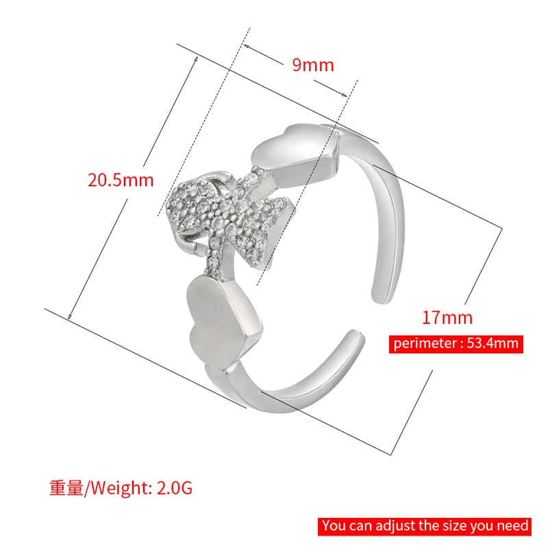 ZHUKOU Новое серебряное кольцо в виде марионетки с фианитом свадебное Открытое для