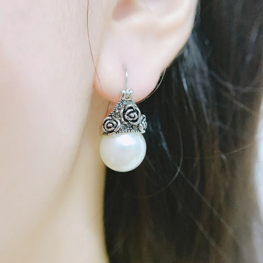 Женские серьги подвески в форме сердца с искусственным жемчугом|Серьги-подвески|