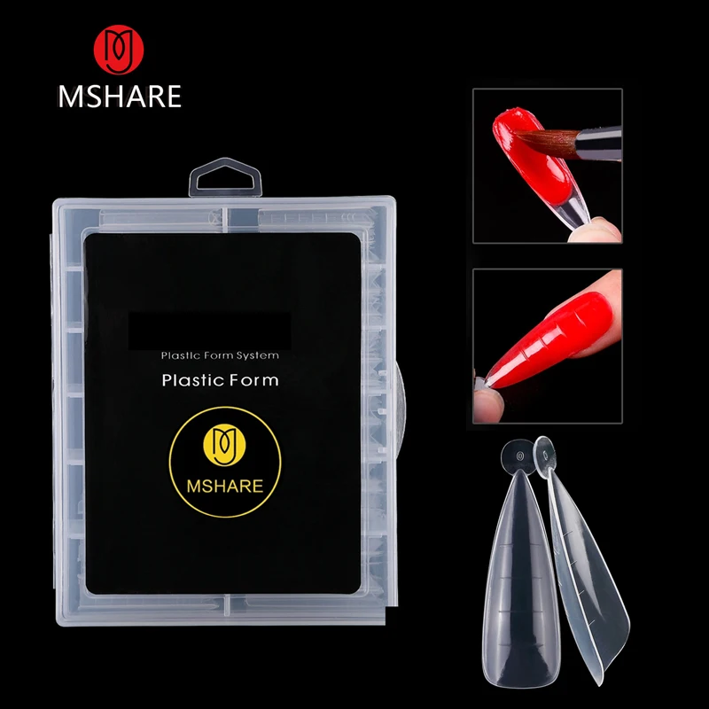 

MSHARE Stiletto Almond Forms Nails Tips For Nail Extension Building Acrylic Gel Tip 12 Size 120pcs