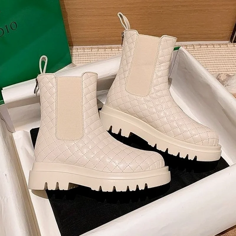 

Теплые ботинки для женщин, модные зимние ботинки из искусственной кожи без застежек, Короткие Плюшевые однотонные элегантные женские ботил...