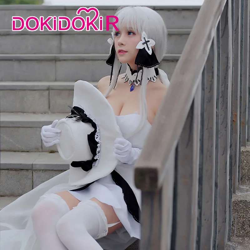 DokiDoki-R Game Azur Lane Illustrious Cosplay Costume Womem White Dress | Тематическая одежда и униформа