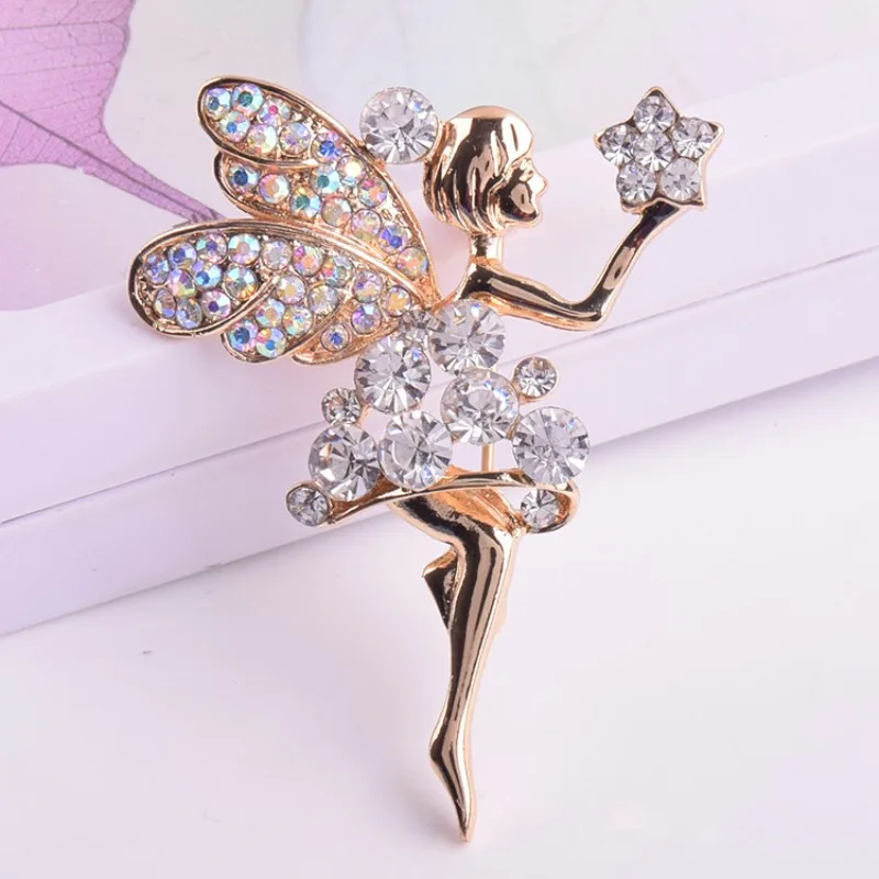 Блестящая брошь в виде ангела для девочек женская модная из корейского сплава