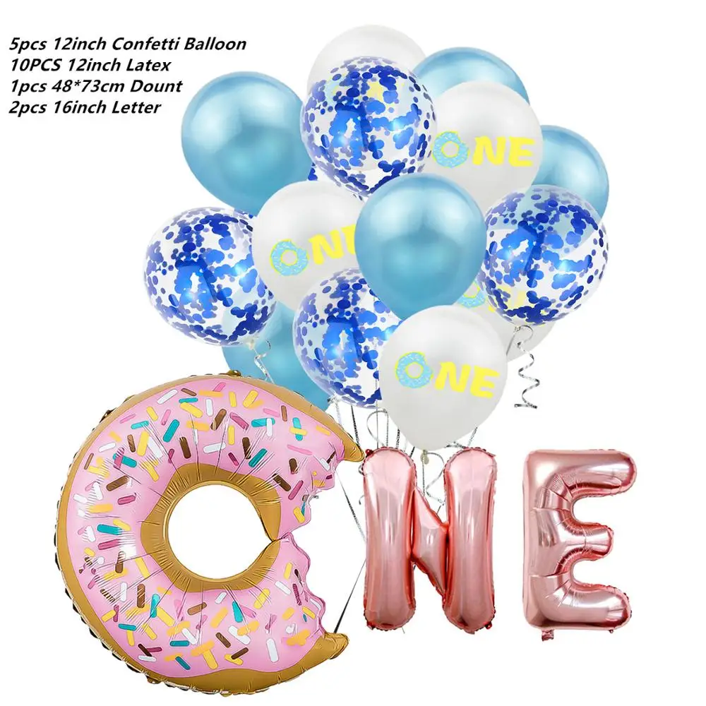 15pcs balloon Пончик тематические праздничные бумажные соломинки 10 шт. чай время пончики десерт для маленьких детей события День Рождения украшения питьевой соломы поставки - Цвет: 15pcs balloon