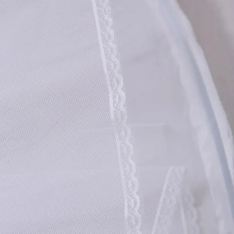 

Womens White 1 Hoop A Line Two Layers Petticoat Bridal Wedding Dress Elastic Waist Vintage Lace Trim Underskirt Crinolines U90E