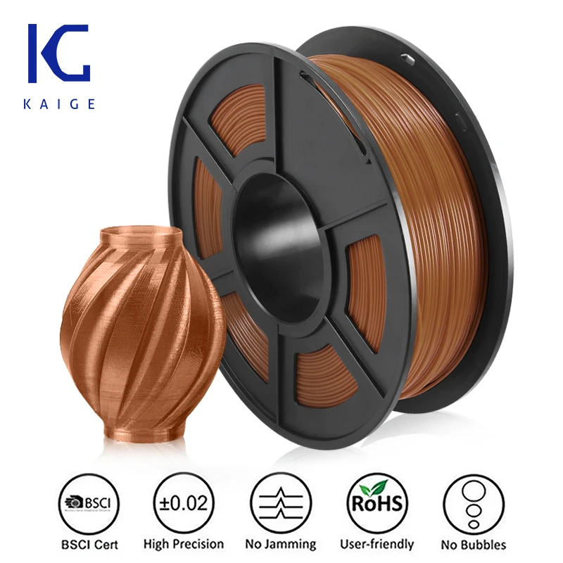 KAIGE PETG Filament 1.75mm 1KG Printer Material Zero Bubble Multiple Bright Colors Tolerance +/-0.02mm DIY Design 3D Printing