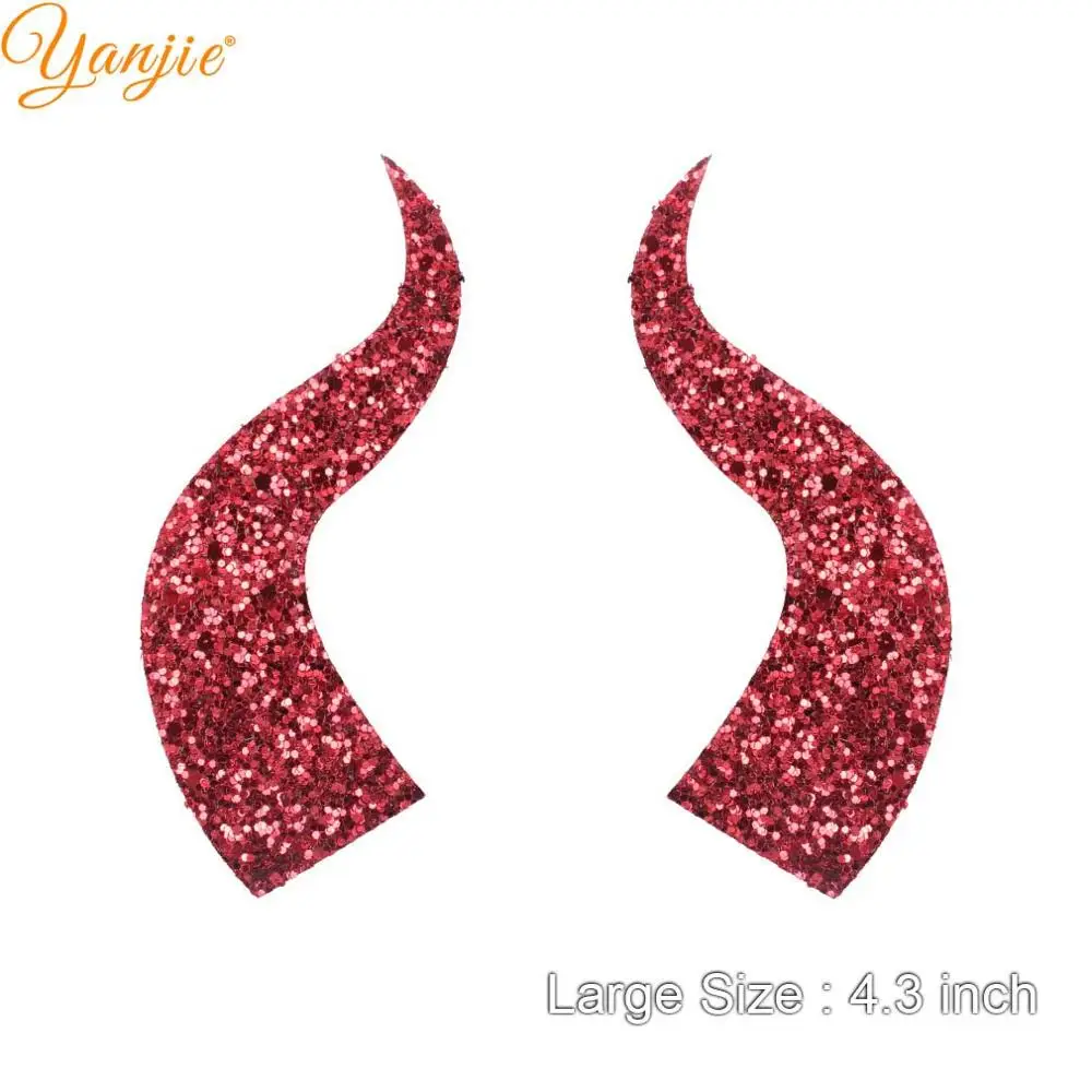 10pairs/lot Glitter Felt Devil Horn For Girls Women Headband Hot Sale Halloween Party Kids Hair Bow DIY Hair Accessories