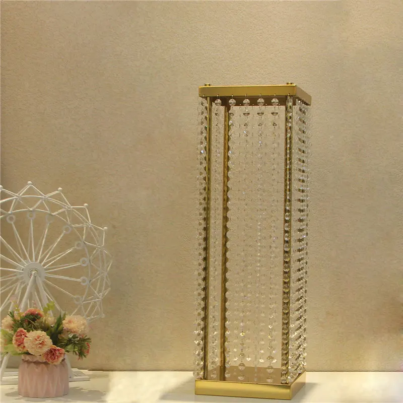 80cm(31.5in.) Свадебные украшения квадратный Золотой/Серебряный стол центр подставка для цветов Свадебная церемония дорожный направляющий Свадебный Стол - Цвет: 80cm(31.5in.)