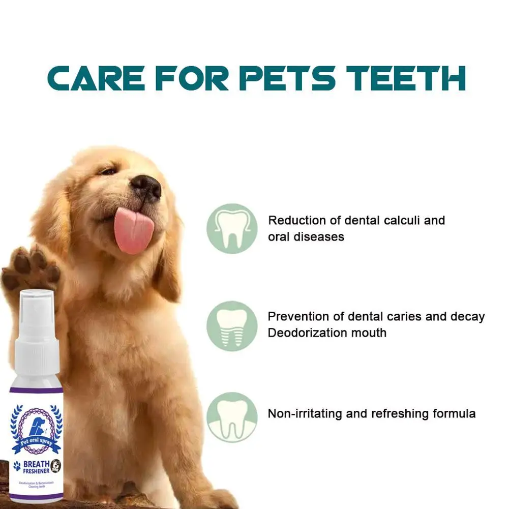 

30ml Pet Breath Freshener Spray Dog Cat Oral Healthy Care Portable Removers Teeth Spray Dog Stain Odor Oral Care Pet Supplies