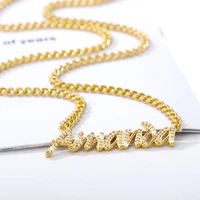 custom zircon name necklaces for women men 3mm cuban chain personalized nameplate pendant necklace jewelry bijoux femme