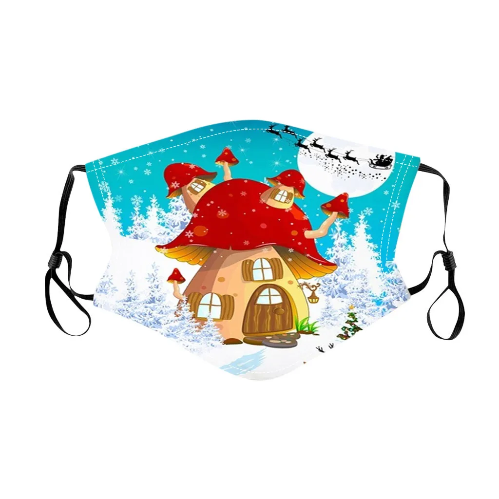 

5pc Windproof Warm Mouth Mask Christmas Print Mouth Masks For Protection Face Mask Washable Earloop Mask Mouth-muffle