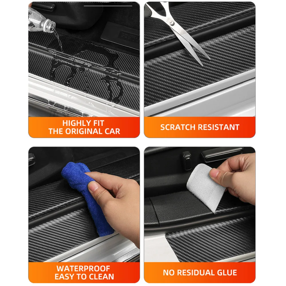 Car Trunk Door Sill Auto Scuff Plate Carbon Fiber Decoration Bumper Guard Sticker Anti Scratches for Audi A1 A2 A3 Q5 Q6 Q7 RS1 |