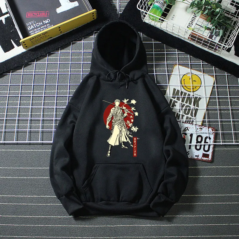 

2021 Top Japanese Cartoons ONE PIECE Hoodie Fashion Roronoa Zoro Pattern Hoodies Female Oversized Hip Hop Punk Hood Sweatshirt